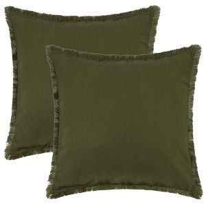 Unique Bargains Farmhouse Sofa Couch Bed Cotton Decorative Throw Pillow Cover with Tassel Trim 2 Pcs - 1 of 4