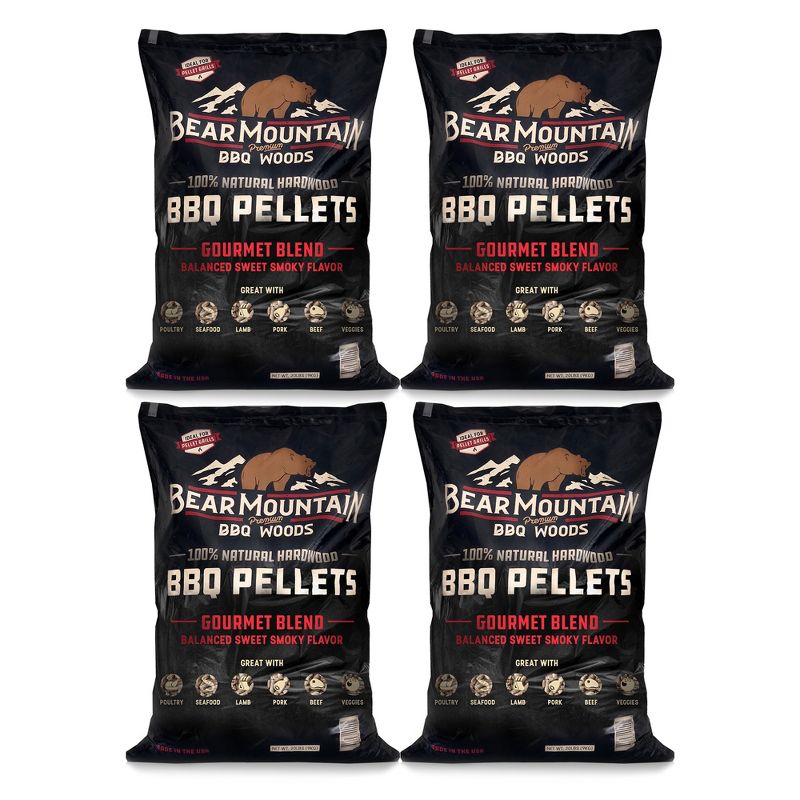 Bear Mountain FK99 Premium All Natural Low Moisture Hardwood Smoky Gourmet Blend BBQ Smoker Pellets for Outdoor Grilling, 20 Pound Bag (4 Pack), 1 of 8