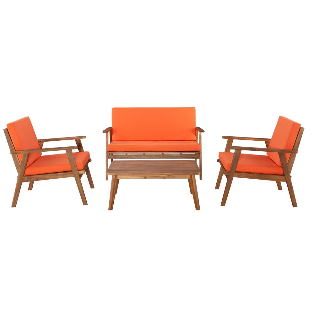 Photos - Garden Furniture Linon 4pc Cole Outdoor Seating Set Orange  