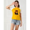 Allegra K Women's Raglan Sleeve Crew Neck Cat Graphic T-shirt - image 2 of 4