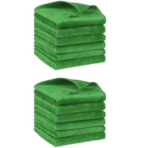 Unique Bargains Dishwashing Cleaning Microfiber Thick Absorbent Kitchen Towels 12 Pcs 12" x 12" - 1 of 4