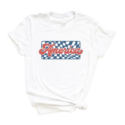 Simply Sage Market Women's Checkered America Short Sleeve Graphic Tee