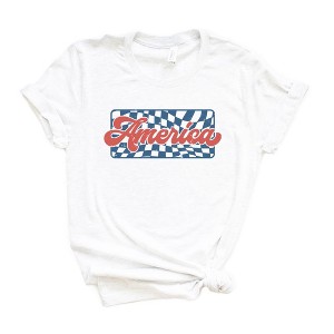 Simply Sage Market Women's Checkered America Short Sleeve Graphic Tee - 1 of 2