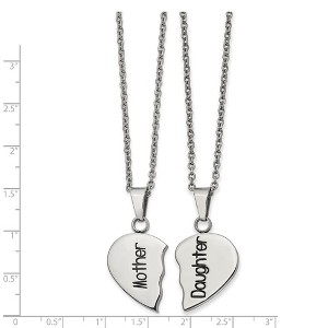 Chisel Stainless Steel Polished and Enamel Mother Daughter Heart Necklace Set - 1 of 2