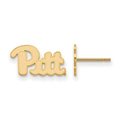 Black Bow Jewelry 14k Yellow Gold Pittsburgh Panthers NCAA Post Earrings