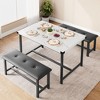 Jojoka 3-Piece Dining Table Set for 4,Kitchen Table with 2 Upholstered Benches for Small Space - 2 of 4