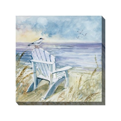 Cottage Garden West of The Wind Birds Eye View Blue, Tan, Purple 24 x 24 Inch Waterproof Gallery Wrapped Canvas, Outdoor Garden, Yard, Patio All