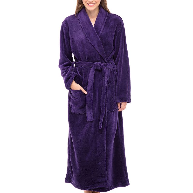 Women's Cozy Fleece Winter Wrap Around Robe, Long Plush Bathrobe, 1 of 7