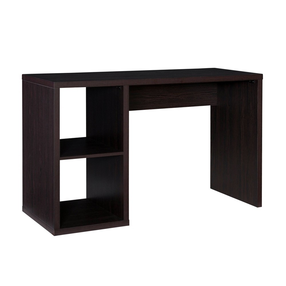 Photos - Office Desk Linon 49" Alexei Modern 2 Fabric Storage Cube Desk Espresso - : Home Office, MDF Veneer, Fixed Shelves 