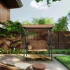 Pamapic 2-Person Metal Patio Swing with Canopy and Cushions - 3 of 4