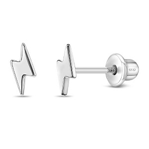 Girls' Electric Ligtening Bolt Screw Back Sterling Silver Earrings - In Season Jewelry - 1 of 4