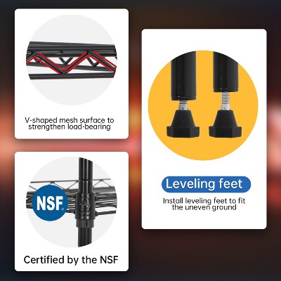 Black Adjustable 6-Tier Metal Wire Shelving Unit