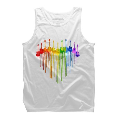 Design By Humans Guitar Heart Music Pride By ToruSanogawa Tank Top - White - 2X Large