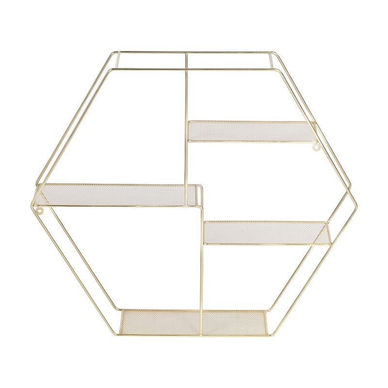 Honey-Can-Do 4 Tier Hexagonal Decorative Metal Wall Shelf Gold, 5 of 9