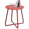 DOMETOUR Steel Outdoor Side Table Round Patio End Table with Adjustable Feet, Elegant Portable End Table for Garden Balcony Yard - 2 of 4