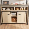 Kitchen Bakers Rack with Charging Outlet, Microwave Stand with Sliding Door & Open Shelves, Convenient Hooks, Space-Saving Coffee Bar Table for - 4 of 4