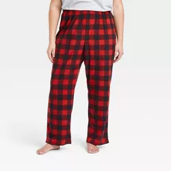 Women's Plus Size Holiday Buffalo Check Plaid Fleece Matching Family Pajama Pants - Wondershop™ Red 4X
