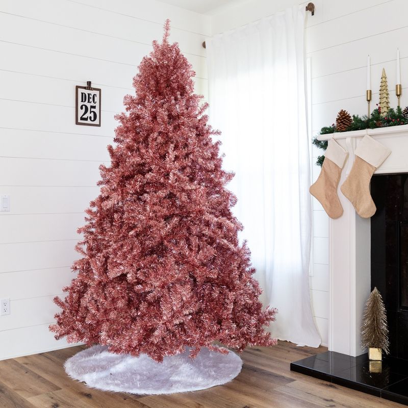 Best Choice Products Artificial Tinsel Christmas Tree Festive Holiday Decoration w/ Stand - Pink, 4 of 12