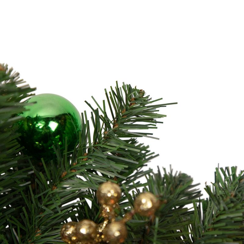 Northlight 30" Green Foliage and Ornaments Artificial Christmas Teardrop Swag, Unlit, 3 of 5