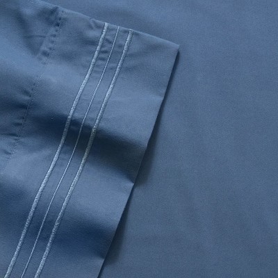 Queen Size Denim Blue Microfiber 4-Piece Sheet Set