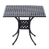 Resenkos Square Patio Dining Table, Umbrella Hole, Outdoor Bistro Table, Cast Aluminum, Black - 2 of 4