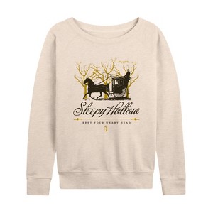 Women's - Sleepy Hollow - Rest Your Weary Head Lightweight French Terry Wide Neck Long Sleeve Shirt - 1 of 4