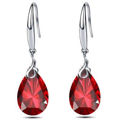 Paaaawaters 925 Sterling Silver 9x13mm Pear Shape Cubic Zirconia Drop Earrings for Women