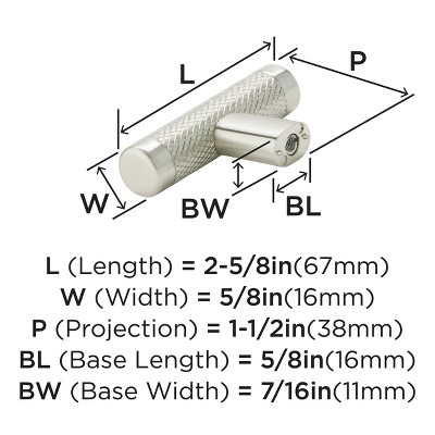 Bronx Satin Nickel 2-5/8" Knurled Cabinet Knob