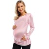 Coolmee Maternity Shirt Long Sleeve Basic Top Ruch Sides Bodycon Tshirt for Pregnant Women with Button - 3 of 4