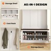 Munora HOMCOM 3-in-1 Hall Tree - Entryway Bench with Coat Rack, Shoe Storage & 5 Hooks - Farmhouse Style (White/Oak Wood Grain) - 4 of 4