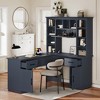 ACEPANO 65 in. W L-Shaped Dresser With 2 Cabinets, 2 Drawers & 11 Open Shelves For Living Room & Office-Antique Blue - 2 of 4