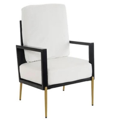 28.75"Modern Low Back White Upholstered Accent Armchair