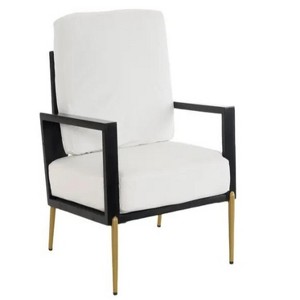 28.75"Modern Low Back White Upholstered Accent Armchair - 1 of 4