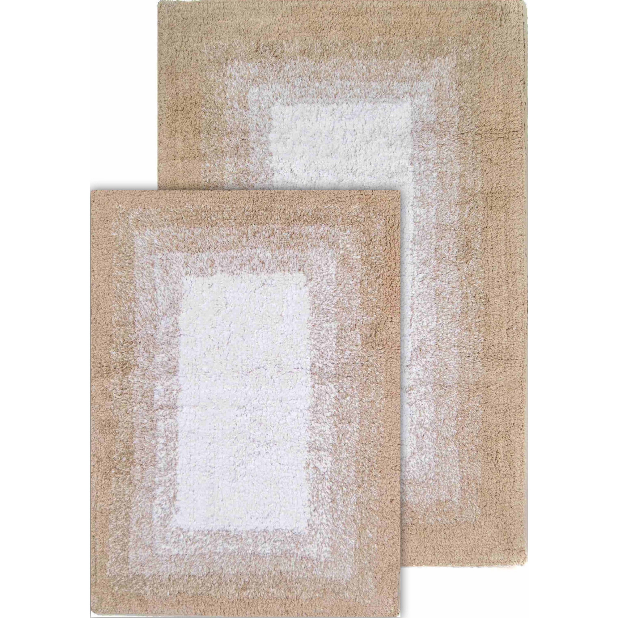 2pc Whitney Ombre Reversible Bath Rug Set Beige - Chesapeake: Cotton Tufted, Machine Washable, No Backing