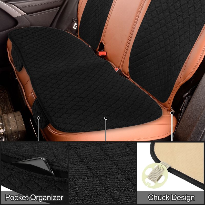 Unique Bargains Universal Car Seat Covers Protector Set Rear Back Seat Cover Flax Fiber Black 3 Pcs, 2 of 6