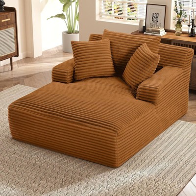Aukfa Corduroy Sleeper Sofa Bed & Cloud Lounge Chair,No Assembly, Deep Seat, Armrests, 2 Pillows | Boneless Upholstered Chaise for Indoor Comfort