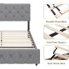 Linen Upholstered Platform Bed w/Adjustable Headboard & USB Ports - No Box Spring, Noise-Free Slats, Easy Assembly (Gray) - 4 of 4