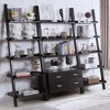 TOAOTBNBO 5-Tier Wood Leaning-Ladder Bookcase, Freestanding Bookshelves with Stroage Cabinet, Tall Display Bookshelf for Home Office, Brown - 3 of 4