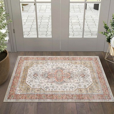 WhizMax Washable Floral Print Area Rug,Traditional Vintage Boho Indoor Carpet
