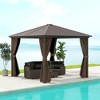 10' x 10' Hardtop Gazebo Canopy, Permanent Pavilion with Hook, Curtains, Aluminum Frame for Patio, Garden - 2 of 4