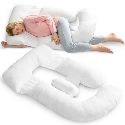 Image of Cheer Collection U-Shaped Pregnancy Body Pillow - Customizable Full Body Support (White)