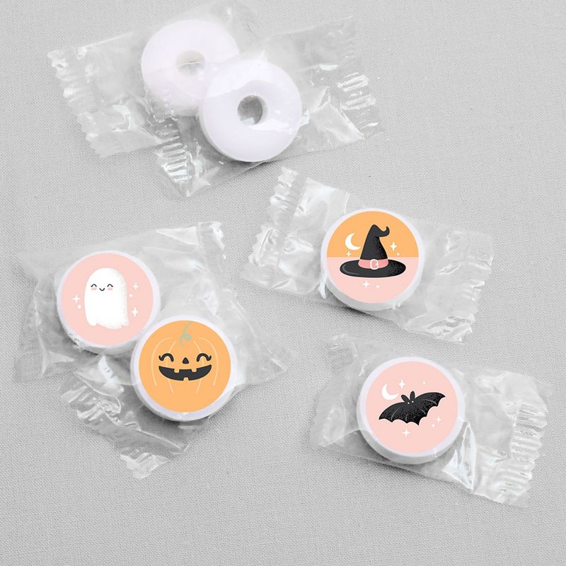 Big Dot of Happiness Pastel Halloween - Pink Pumpkin Party Round Candy Sticker Favors - Labels Fits Chocolate Candy (1 sheet of 108), 3 of 6