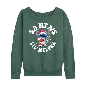 Women's - Lilo and Stitch - Santas Lil Helper Christmas Lightweight French Terry Slouchy - 1 of 4