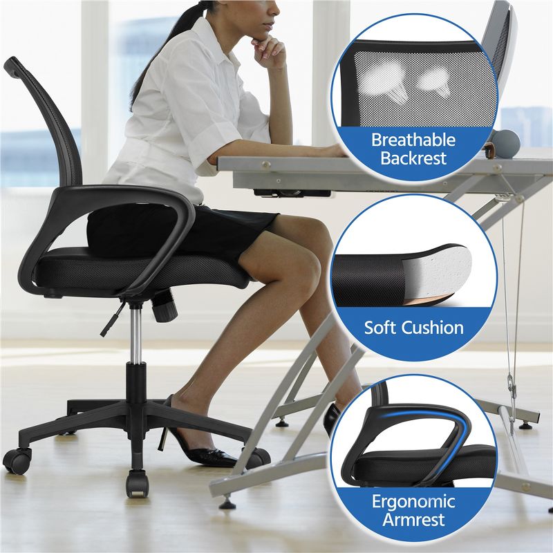 Yaheetech Mid-back Mesh Office Chair, Pack of 2, Black, 4 of 10