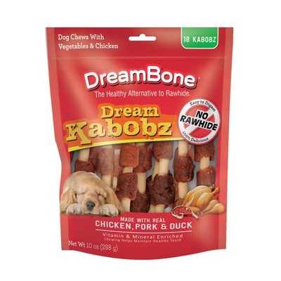 DreamBone Rawhide Free Dream Kabobz with Real Chicken,Beef and Pork Dog Treats - 18ct