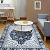 Boho Printed Washable Area Rug, Distressed Foldable Low Pile Carpet, Non Slip Vintage Accent Rug for Living Room Bedroom Office - 2 of 4