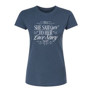 Women's - Instant Message - Yes To Her Love Story Fitted Graphic T-Shirt - 1 of 3