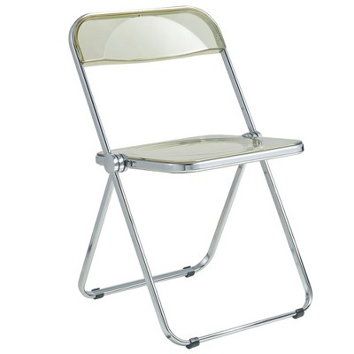LeisureMod Lawrence Modern Acrylic Folding Dining Chair with Metal Frame, Compact and Lightweight Seating