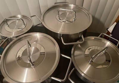 Fissler Pure Collection Stainless Steel 9 Piece Cookware Set With Metal Lids  : Target