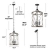 LNC Ribbon 4-Light 13.5" Farmhosue Cylinder Small Chandelier, Brushed Black and Antique Light Brown Wood - 3 of 4